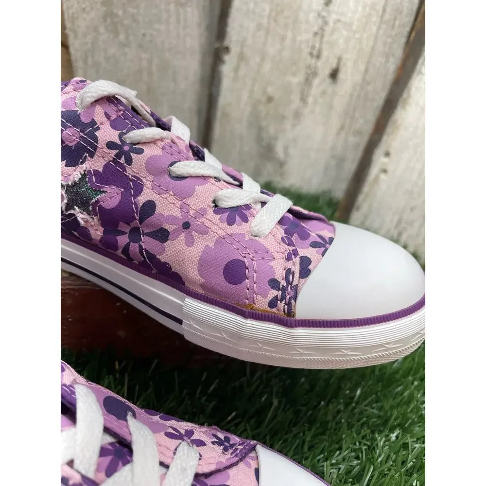 Converse One Star Low Tops Girls Youth 5 Purple Floral